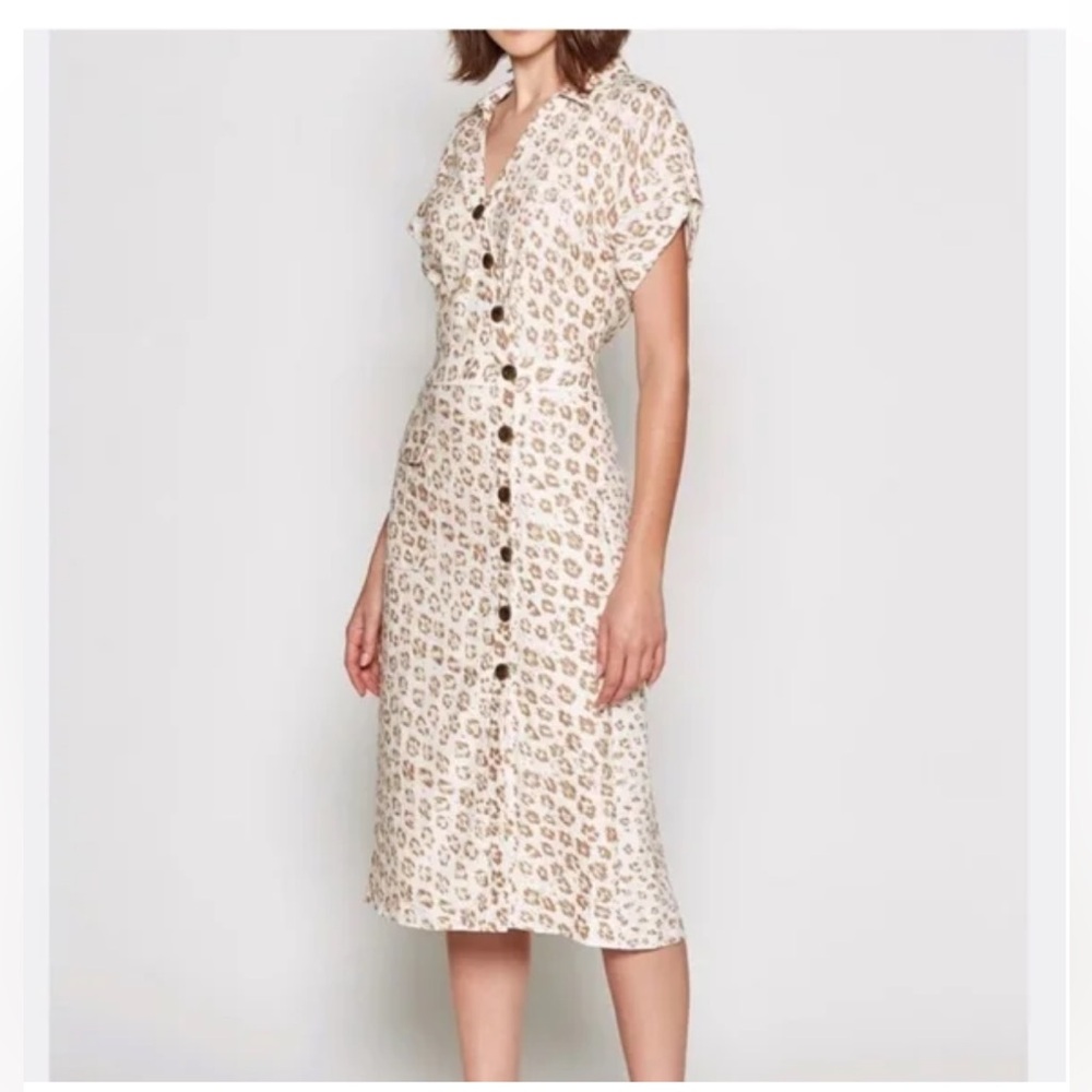 Joie Coady leopard print midi linen dress small